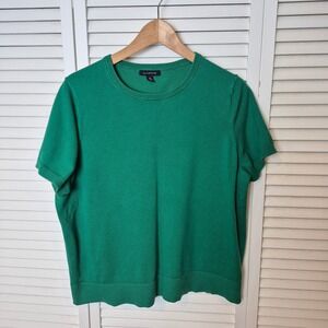 Lands' End Knit Top Short Sleeve Crew Neck Green Casual Comfy 1X‎